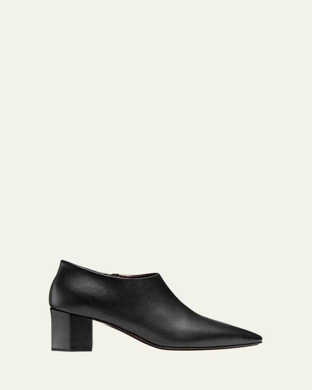 Leather Low Heeled Hexagon Booties